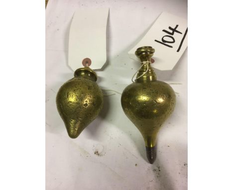  Sale Item:    2 BRASS PLUMB BOBS   Vat Status:   No Vat   Buyers Premium:  This lot is subject to a Buyers Premium of 15% + 