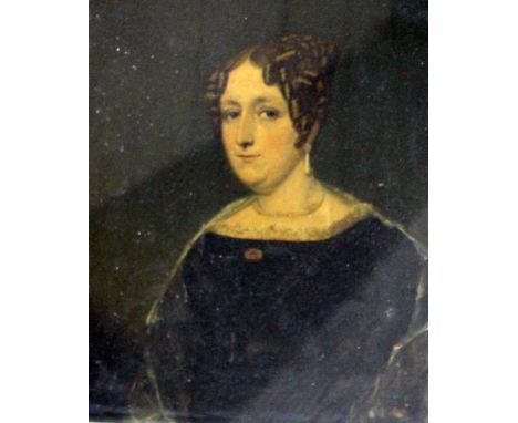 19th Century School, portrait, oil on panel, 26cm x 31cm, unsigned, glazed and framed.