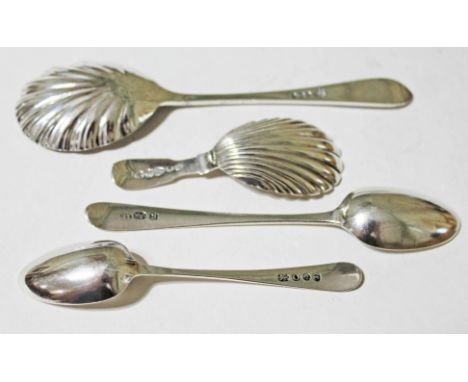 Hallmarked silver comprising a Victorian Newcastle caddy spoon 1856 and three others, wt. 2oz.