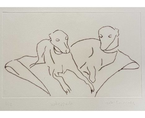 John Emanuel (b.1930)
Whippets
4/5, signed, titled, and numbered in pencil (in the margin)
etching
28.5 x 37cm, unframed.