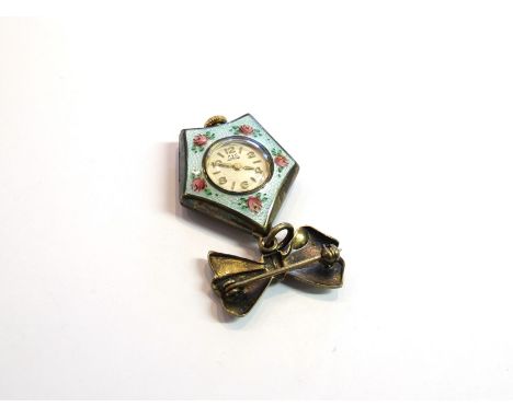 A sterling silver and enamel nurse's watch