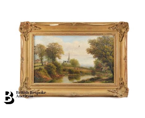 Charles Leaver (British, 1824-1888) two oil on canvas, the first work entitled 'Autumn Demford Northamptonshire', the compani