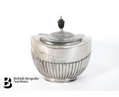 Victorian silver tea caddy, London hallmark dated 1894/95, mm William Hutton &amp; Sons, approx 201.9 gms. The caddy of unusu