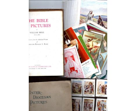 Bundle early religious ephemera ‘stamp albums’ Sunday school cards, etc…   Reserve: £10