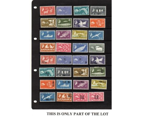 South Georgia , compact mint coll on hangers with complete sets, noted 1963 long set to both £1 vals. SG1-16; later decimal o