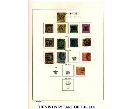 Germany Baden 1851 1K-9K, 38 stamps used, perf & imperf STC £1500+   Reserve: £120