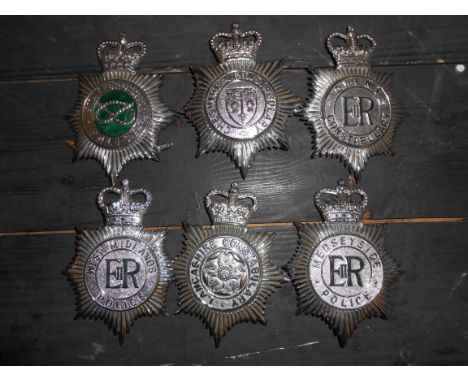 Police helmet plates Gwent ; Merseyside; West Midlands; Cheshire; Staffordshire; Lancashire -6 Reserve: £32