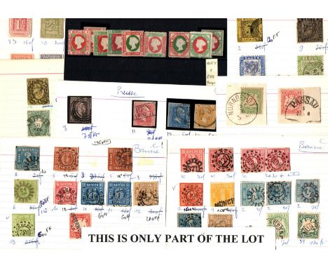 German States 1849-1916 Accumulation on 18 stock cards, mint and used from Imperf issues, with some decent copies, interestin