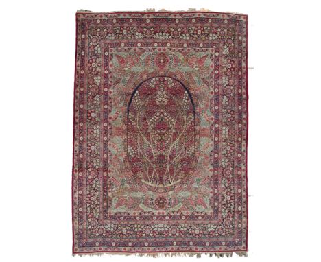 Kirman Laver carpet. Persia. Second half of the 19th century. Good state of preservation, without restorations, four original