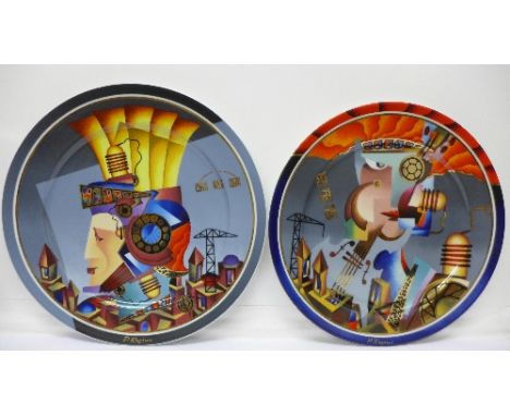 Two Goebel wall plaques, P. Kaplun, Virtuelle Diva and Gladiator, limited edition, 32cm