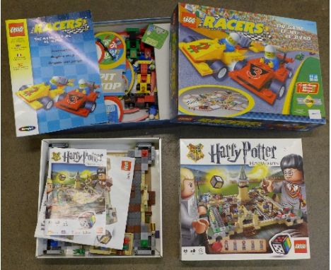 A Lego Racers set and a Lego Harry Potter Hogwarts set