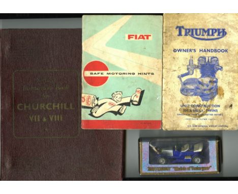 Motor Car Interest: A small collection of Pamphlets & Manuals for "Churchill VII & VIII, Rolls Royce 6 cylinder oil Engine (o