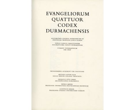 Limited Facsimile EditionBook of Durrow: Evangeliorum Quattuor Codex Durmachensis, folio, 2 vols., Oltn, Lausen & Friesburg (