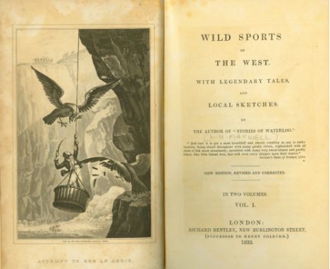 [Maxwell (W.H.)] Wild Sports of The West, 2 vols. 8vo L. 1833. New Edn. 5 litho plts. (2 frontis) text illus., cont. diced ca