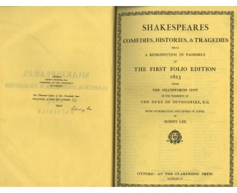 Limited EditionShakespeare Reprint: Shakespeare's Comedies, Histories and Tragedies, ... Facsimile of The First Folio Edition