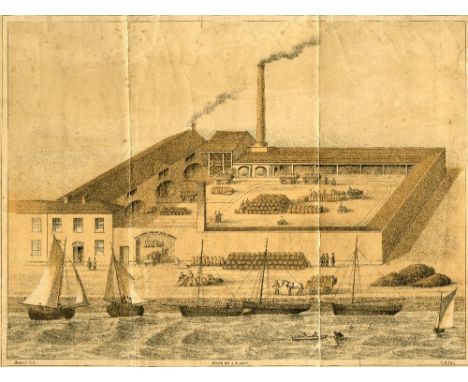 Rare Dublin Engravings etc: Scarce Sepia Print  View of the Light House in the Harbour of Dublin, after Jon. Fisher, publishe