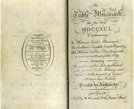 Directories: Watson & Stewart - The Triple Almanack, 1791, 1814 & 1821, 3 Volumes. Sm. 8vo D. 1791 - 1821, one fold. map, con