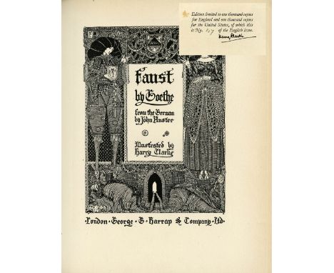 Signed and Illustrated by Harry ClarkeMister (John)trans & Clarke (H.)illus. Faust by Goethe, sm. folio, L. (G.G. Harrys & Co