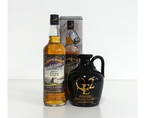 1 70-cl bt Glen Rogers 8 YO Highland Pure Malt Scotch Whisky 40% original tin 1 75-cl bt QE2 Highland Malt Scotch Whisky (Mor
