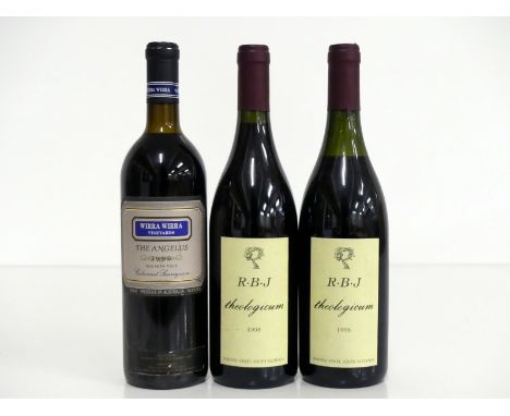1 bt Wirra Wirra The Angelus Cabernet Sauvignon 1990 vts 2 bts R. B.J. Theologicum 1998 Barossa i.n, lms, signs of historic s