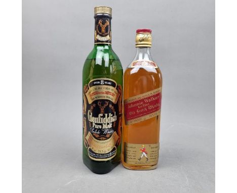 2 1970's Scotch Whisky to include:   Glenfiddich 8 Year Old Pure Malt 1970's 26 2/3 Fl Oz 70 Proof  Johnnie Walker Red Label 