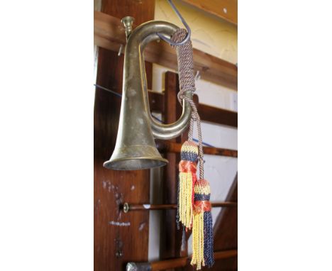 BRASS BUGLE. Vintage bugle with original cord and tassles