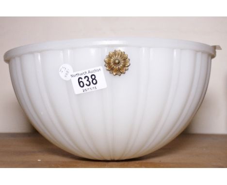 ART DECO CEILING LAMP SHADE. Art Deco milk glass ceiling shade with hanging chains DIA - 30cm.