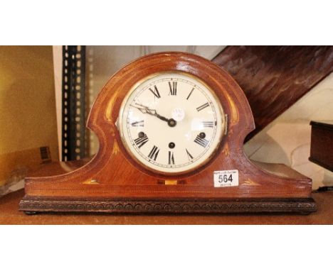 MAHOGANY WESTMINSTER CHIME CLOCK. Inlaid mahogany Westminster chime clock