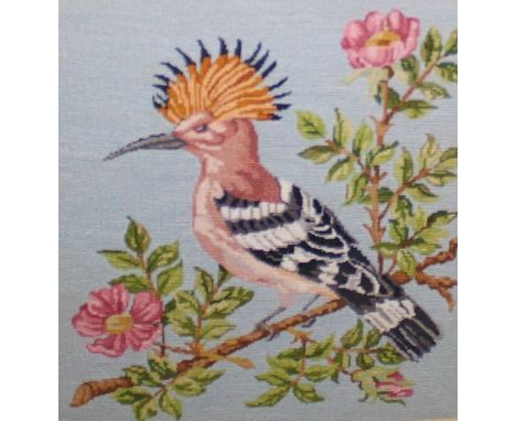 HOOPOE TAPESTRY. Tapestry picture of a hoopoe. , 30 x 35cm