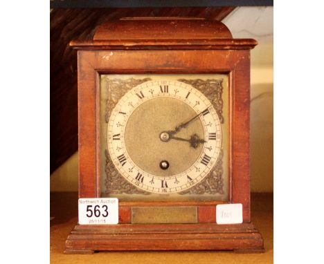 SMITHS ICI 1947 CLOCK. Mahogany cased bracket clock by Smiths with silvered dial and ormolu decoration. ICI presentation 1947