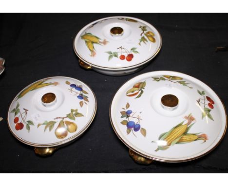 ROYAL WORCESTER TUREENS. Three Royal Worcester tureens in fruit and vegetable design