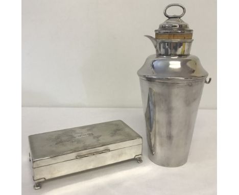 A  Walker &amp; Hall  A1 silver plated Art Deco style cocktail shaker with cross arrows mark. Together with an Aristocrat 4 f