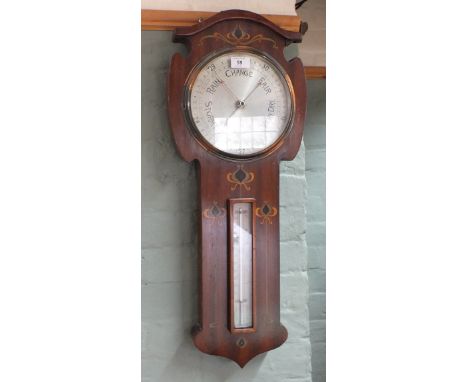 An inlaid barometer/thermometer