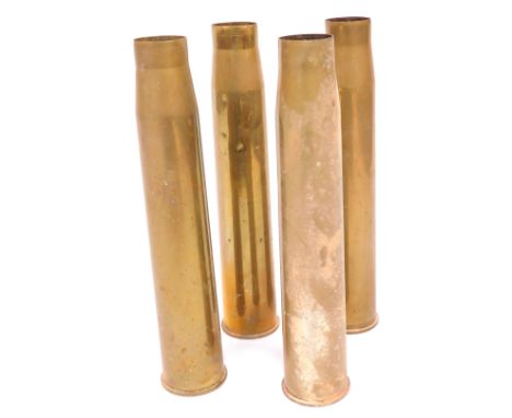 Four brass Ordnance shell cases, each dated 1943, 43cm high. (4) 