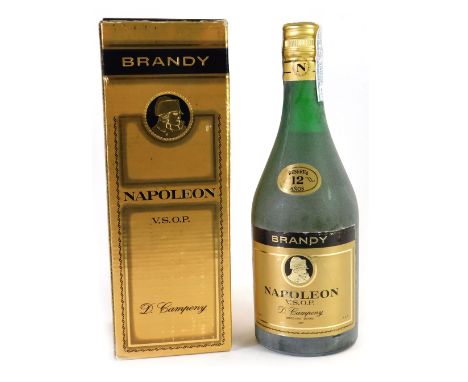 A bottle of Napoleon VSOP brandy, in gold Campeny slip presentation box. 