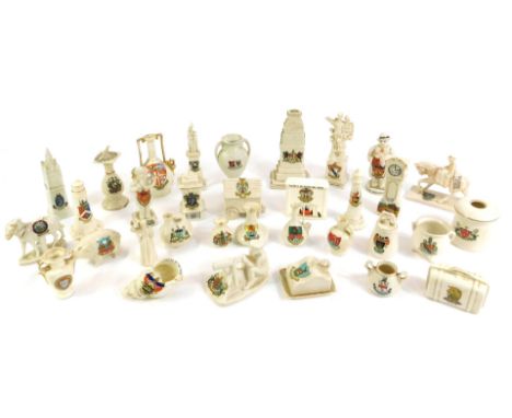 Carlton Willow and other crested china, to include The Cenotaph, Arms of the City of London, sundial, Arms of the City of Liv