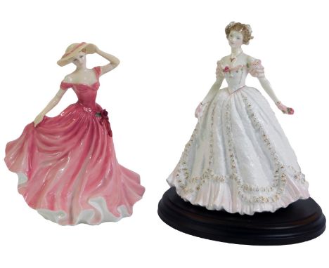 A Royal Doulton Lady of the Year 1997 figure HN3992, 20cm high, and Royal Worcester Sweetest Valentine figure, limited editio