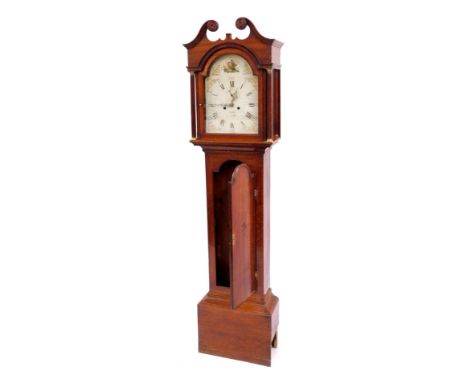 A George III long case clock by John Lamb of Horncastle and Spilsby, with eight day movement, and painted arched dial with Ro