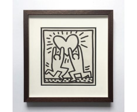 KEITH HARING 'Love', 1982, limited edition print of 2000, published by Tony Shafrazi Gallery, New York, 25cm x 25cm, framed a