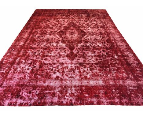 VINTAGE RELOADED CARPET, 412cm x 282cm, central medallion on a palmette and vine field.