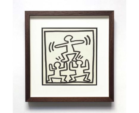 KEITH HARING 'Pyramid', 1982, limited edition print of 2000, published by Tony Shafrazi Gallery, New York, 25cm x 25cm, frame