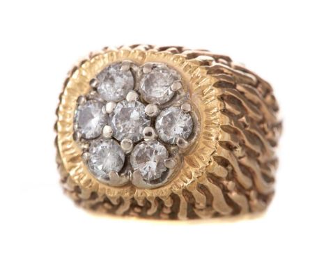 DIAMOND GYPSY RING set with round brilliant cut diamonds totalling approximately 1.50 carats, unmarked, size N20.8g