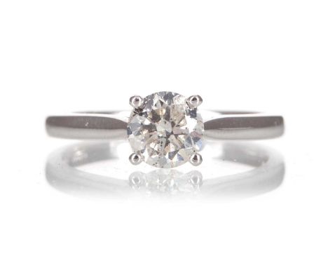 DIAMOND SOLITAIRE RING CERTIFICATED set with a round brilliant cut diamond of approximately 0.94, WGI9624126481, in eighteen 