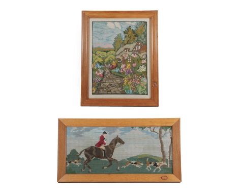 Acorn Industries: A G.J.Grainger and Son (Brandsby) Two English Oak Frames, with tapestry pictures of a hunting scene and a c