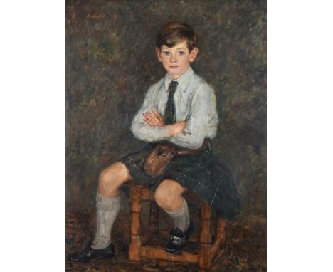 Reginald Grange Brundrit RA, ROI (1883-1960) Portrait of John, son of W Becket Henderson Esq Signed and dated 1950, oil on ca