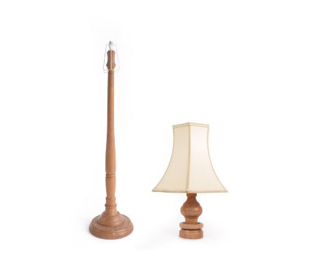 Cat and Mouseman: A Lyndon Hammell (Harmby) English Oak Table Lamp, turned column with a ring, with recessed carved cat and m