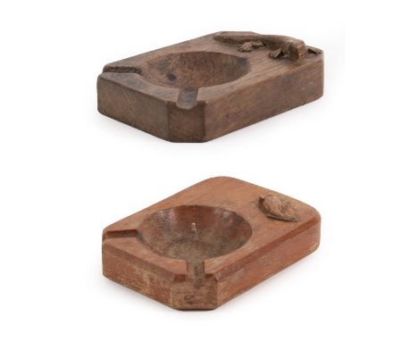 Lizardman: A Martin Dutton (Huby): An English Oak Ashtray, of standard rectangular form, with carved lizard trademark, 10.5cm