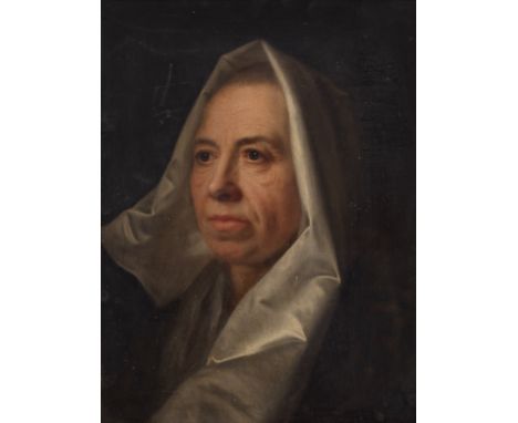 Attributed to Balthasar Denner (1685-1749)Portrait of a lady wearing a bonnet, oil on copper, 41 x 31cm  Some light surface s