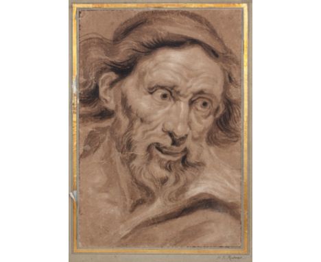 Flemish school (17th century)Head of a bearded man, brown ink and brush heightened with white, 46 x 31cm; and two further wor