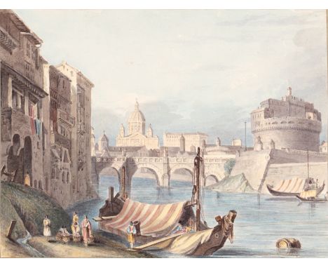 A good collection of early 19th century watercolours and drawings Contained in two albums and a folio, to include topographic